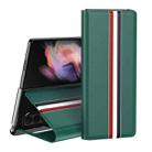 For Samsung Galaxy Z Fold4 Lychee Texture PU Card Slot Leather Case with Holder(Green) - 1