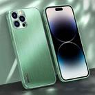 For iPhone 14 Pro Brushed Texture Shockproof Phone Case(Matcha Green) - 1