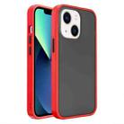 For iPhone 14 Plus Translucent Skin Feel Frosted Phone Case (Red+Black) - 1