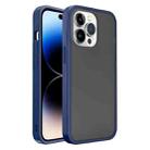 For iPhone 14 Pro Max Translucent Skin Feel Frosted Phone Case (Black+Navy Blue) - 1