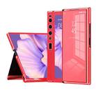 For Huawei Mate Xs 2 Side Frame Stick Leather Magnetic Phone Case(Cross Texture Red) - 1