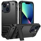 For iPhone 14 PC + TPU Shockproof Phone Case with Holder (Black+Black) - 1