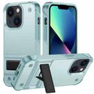 For iPhone 14 PC + TPU Shockproof Phone Case with Holder (Llight Green+Green) - 1