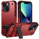 For iPhone 14 PC + TPU Shockproof Phone Case with Holder (Red+Dark Red) - 1