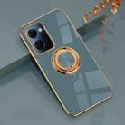 For OPPO Reno7 A 6D Electroplating Full Coverage Silicone Phone Case with Magnetic Ring Holder(Grey) - 1