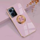 For OPPO Reno7 A 6D Electroplating Full Coverage Silicone Phone Case with Magnetic Ring Holder(Light Purple) - 1