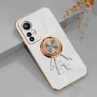 For Xiaomi 12 Lite 6D Electroplating Astronaut Ring Kickstand Phone Case(White) - 1