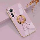 For Xiaomi 12 Lite 6D Electroplating Astronaut Ring Kickstand Phone Case(Light Purple) - 1