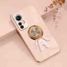 For Xiaomi 12 Lite 6D Electroplating Astronaut Ring Kickstand Phone Case(Light Pink) - 1