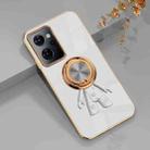 For OPPO Reno7 A 6D Electroplating Astronaut Ring Kickstand Phone Case(White) - 1