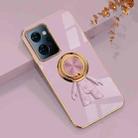 For OPPO Reno7 A 6D Electroplating Astronaut Ring Kickstand Phone Case(Light Purple) - 1