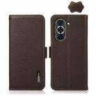 For Huawei Nova 10 KHAZNEH Side-Magnetic Litchi Genuine Leather RFID Phone Case(Brown) - 1