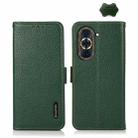 For Huawei Nova 10 KHAZNEH Side-Magnetic Litchi Genuine Leather RFID Phone Case(Green) - 1