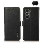 For Huawei Nova 10 KHAZNEH Side-Magnetic Litchi Genuine Leather RFID Phone Case(Black) - 1