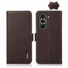 For Huawei Nova 10 Pro KHAZNEH Side-Magnetic Litchi Genuine Leather RFID Phone Case(Brown) - 1