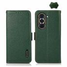 For Huawei Nova 10 Pro KHAZNEH Side-Magnetic Litchi Genuine Leather RFID Phone Case(Green) - 1