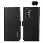 For Huawei Nova 10 Pro KHAZNEH Side-Magnetic Litchi Genuine Leather RFID Phone Case(Black) - 1