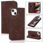 For iPhone 13 mini Wireless Charging Magsafe Leather Phone Case (Brown) - 1