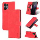 For OPPO Reno8 AZNS Skin Feel Calf Texture Flip Leather Phone Case(Red) - 1