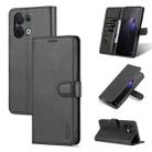 For OPPO Reno8 Pro AZNS Skin Feel Calf Texture Flip Leather Phone Case(Black) - 1