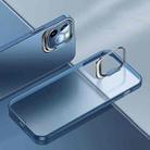 For iPhone 14 Pro Max Metal Lens Cover Holder Phone Case (Blue) - 1