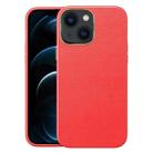 For iPhone 14 Plus Electroplating Skin Texture PC + TPU Phone Case (Red) - 1