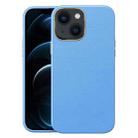 For iPhone 14 Plus Electroplating Skin Texture PC + TPU Phone Case (Light Blue) - 1