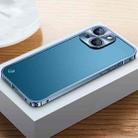 For iPhone 14 Metal Frame + Frosted PC Phone Case (Blue) - 1