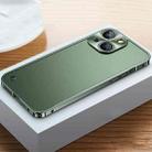 For iPhone 14 Metal Frame + Frosted PC Phone Case (Dark Green) - 1