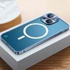 For iPhone 14 MagSafe Magnetic Metal Frame Frosted Phone Case (Blue) - 1