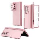 For Samsung Galaxy Z Fold3 5G Electroplating Hinged Folding Phone Case with S Pen Fold Edition(Pink) - 1