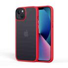For iPhone 14 Plus Frosted Back Shockproof Phone Case (Red) - 1