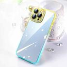 For iPhone 13 Pro Gradient Diamond Frame Phone Case (Yellow Cyan) - 1