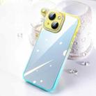 For iPhone 13 Gradient Diamond Frame Phone Case(Yellow Cyan) - 1