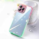 For iPhone 12 Pro Max Gradient Diamond Frame Phone Case(Pink Green) - 1