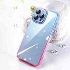 For iPhone 12 Pro Max Gradient Diamond Frame Phone Case(Blue Pink) - 1