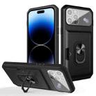 For iPhone 14 Pro Max Card Ring Holder PC + TPU Phone Case (Black) - 1