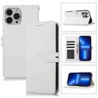 Cross Texture Horizontal Flip Leather Phone Case For iPhone 14 Pro Max(White) - 1