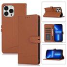 Cross Texture Horizontal Flip Leather Phone Case For iPhone 14 Pro Max(Brown) - 1
