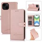 For iPhone 14 Cross Texture Horizontal Flip Leather Phone Case (Pink) - 1