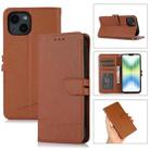 For iPhone 14 Cross Texture Horizontal Flip Leather Phone Case (Brown) - 1