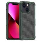 For iPhone 14 Carbon Fiber Shockproof Phone Case (Dark Green) - 1