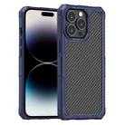 For iPhone 14 Pro Carbon Fiber Shockproof Phone Case(Blue) - 1