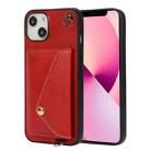 For iPhone 14 Crossbody Wallet Card Bag Phone Case (Red) - 1