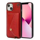 For iPhone 14 Plus Crossbody Wallet Card Bag Phone Case (Red) - 1