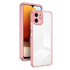 For iPhone 12 3 in 1 Clear TPU Color PC Frame Phone Case(Pink) - 1