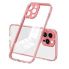 For iPhone 11 Pro Max 3 in 1 Clear TPU Color PC Frame Phone Case (Pink) - 1
