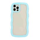 For iPhone 12 / 12 Pro Candy Color Wave TPU Clear PC Phone Case(Blue) - 1