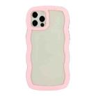 For iPhone 12 / 12 Pro Candy Color Wave TPU Clear PC Phone Case(Pink) - 1