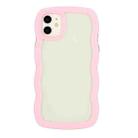 For iPhone 11 Candy Color Wave TPU Clear PC Phone Case (Pink) - 1